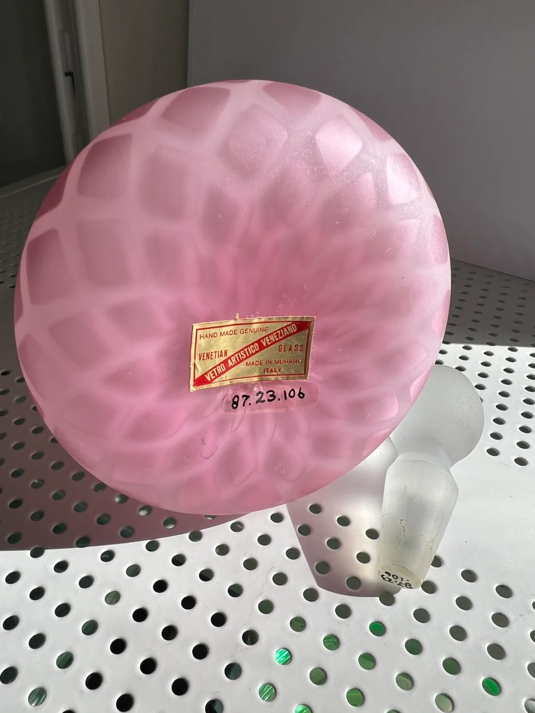 Vintage Pink Venetian Glass Bottle image indicator(4)