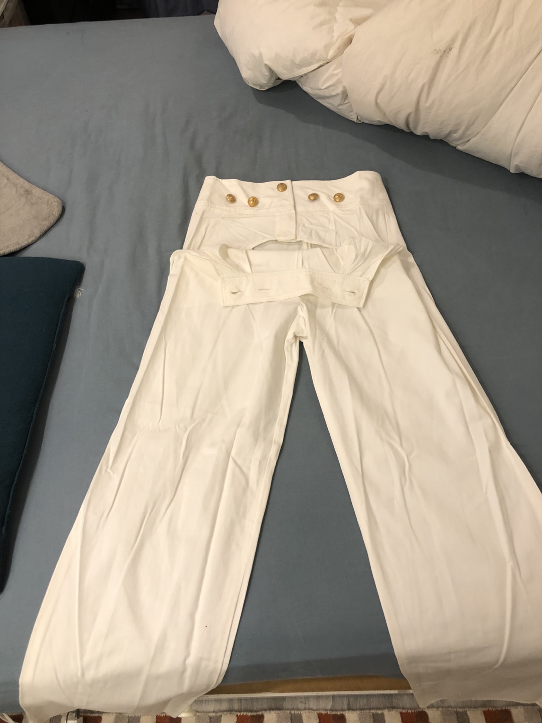 White High Waisted Wide Leg Trousers