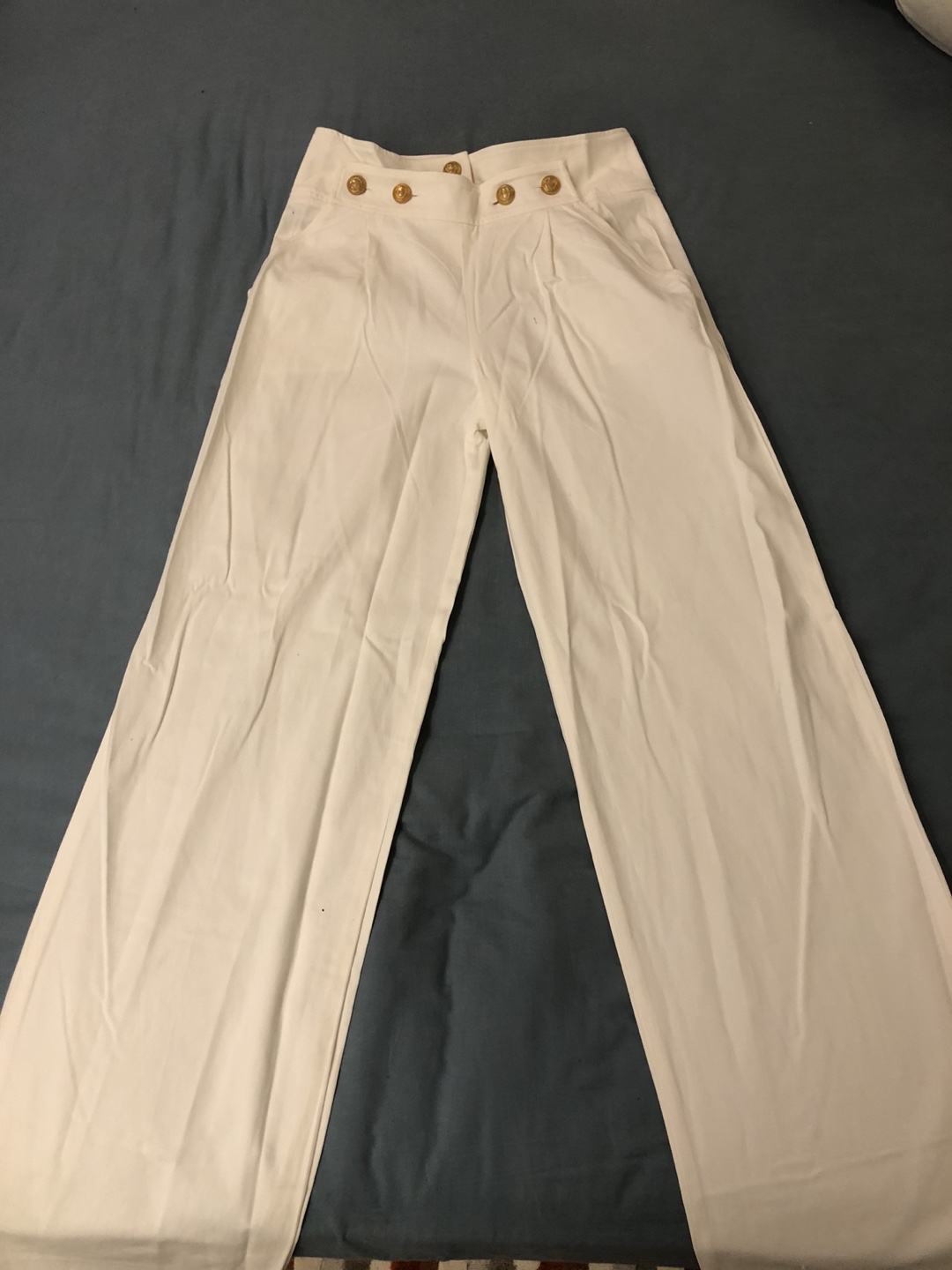 White High Waisted Wide Leg Trousers - photo 4