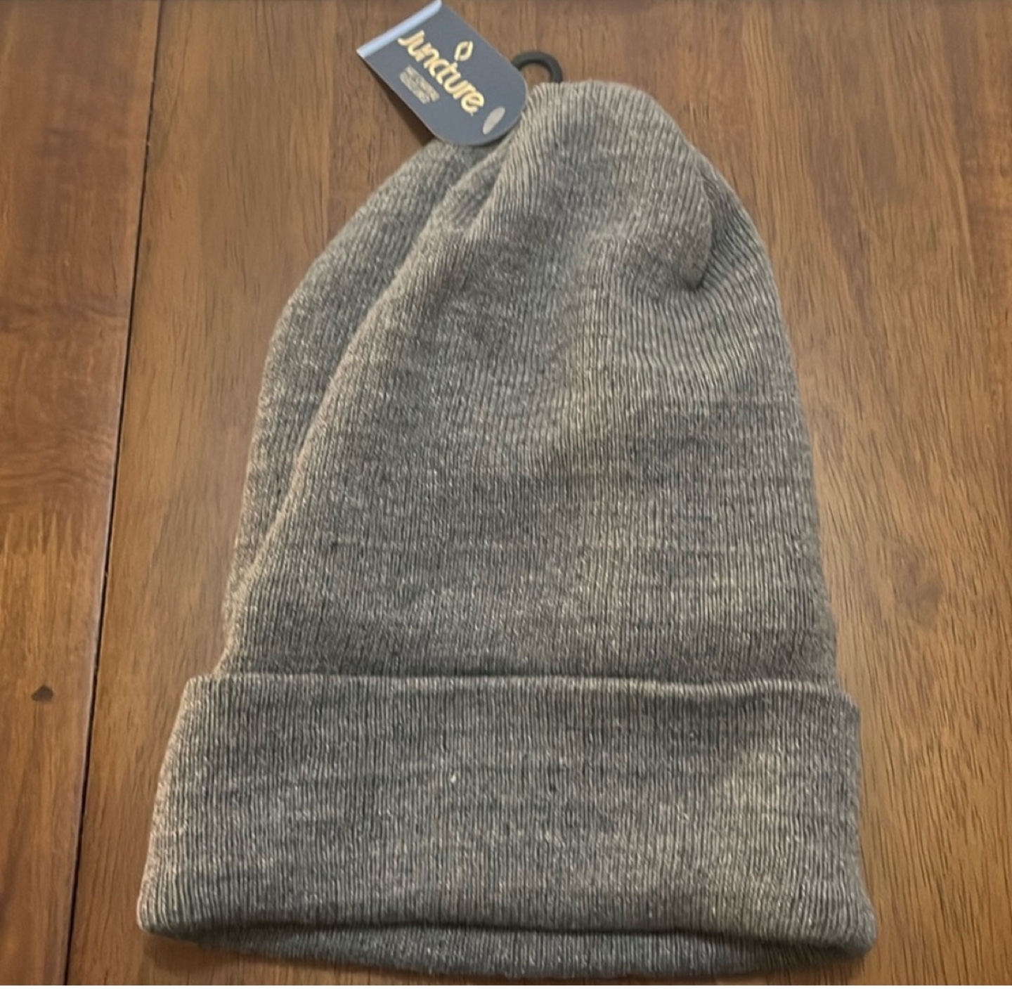 Gray Lined Beanie Hat
