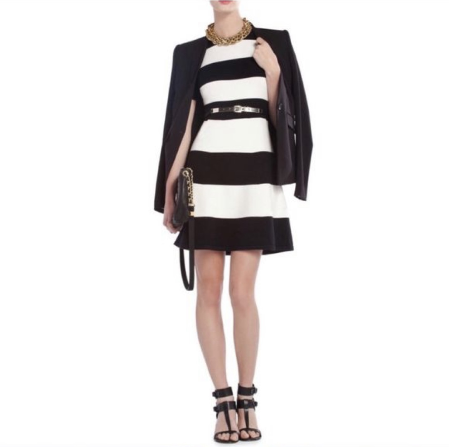 BCBGMAXAZRIA Lylah Black and White Striped Dress