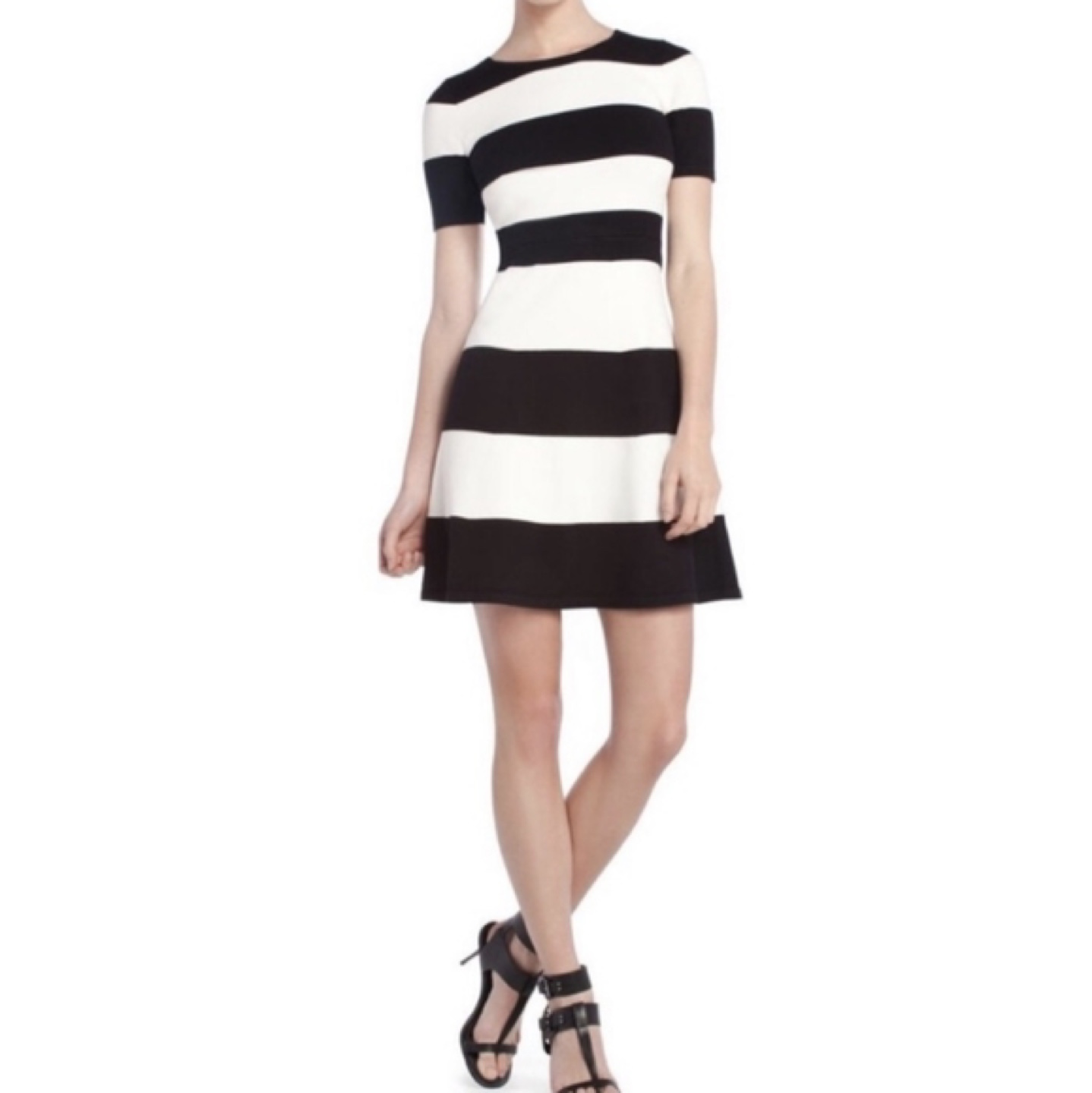 BCBGMAXAZRIA Lylah Black and White Striped Dress - photo 2