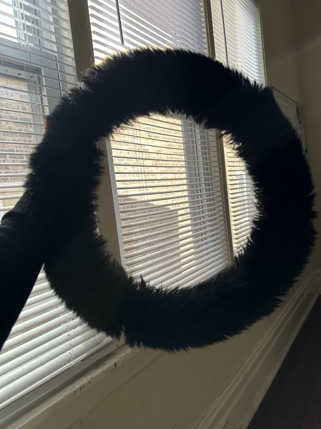 Black Furry Steering Wheel Cover #freecycle - photo 2