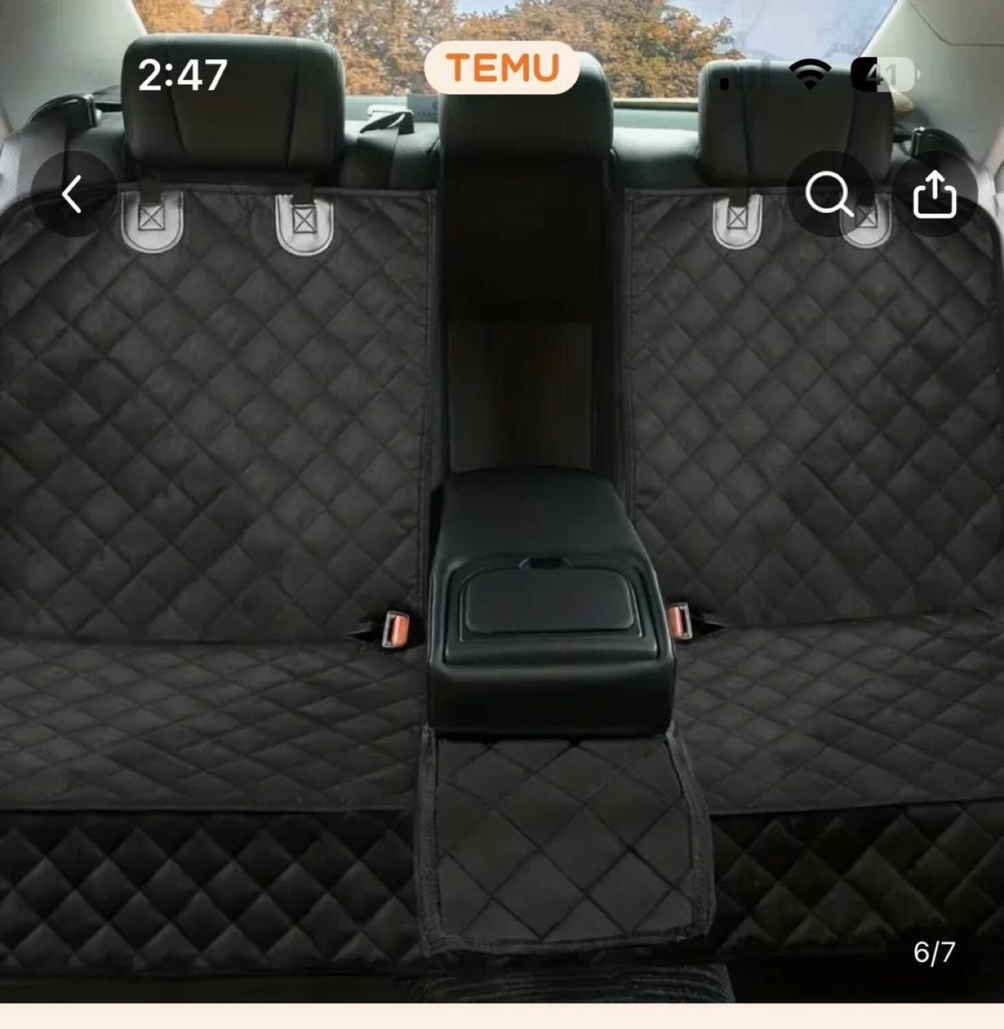 Black Quilted Backseat Pet Car Seat Cover - photo 2