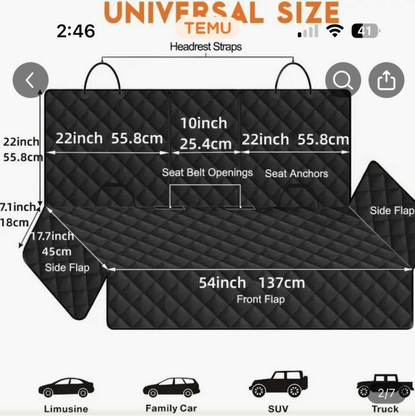 Black Quilted Backseat Pet Car Seat Cover - photo 4