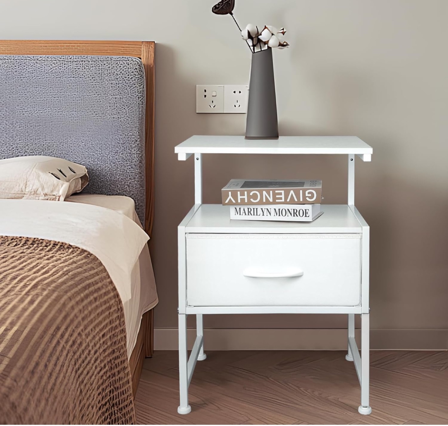 White Floating Nightstand with Drawer - photo 2