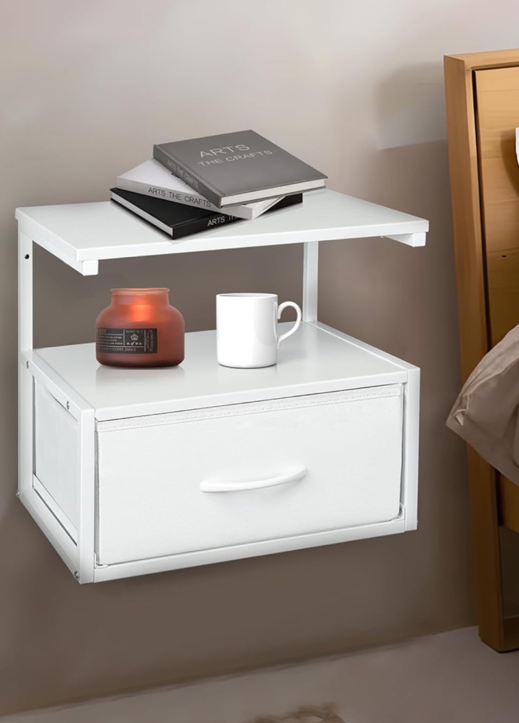 White Floating Nightstand with Drawer