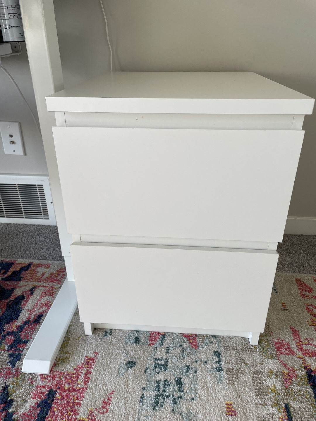 White Nightstand with Two Drawers