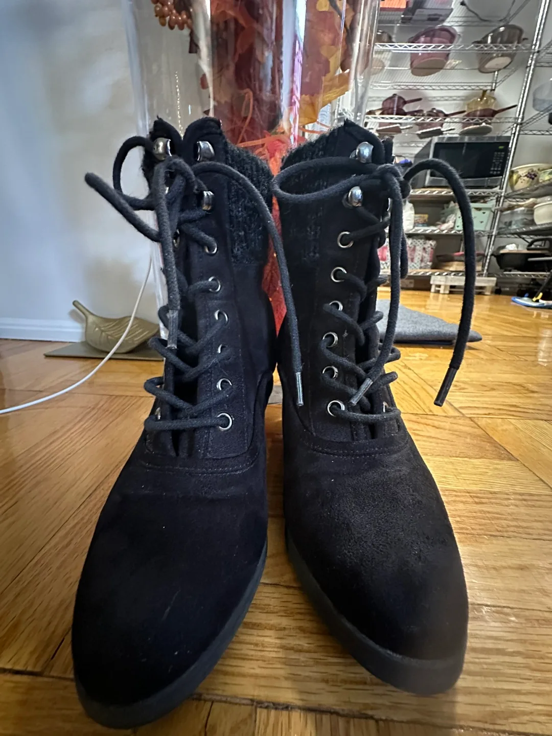 Black Suede Wedge Boots thumbnail