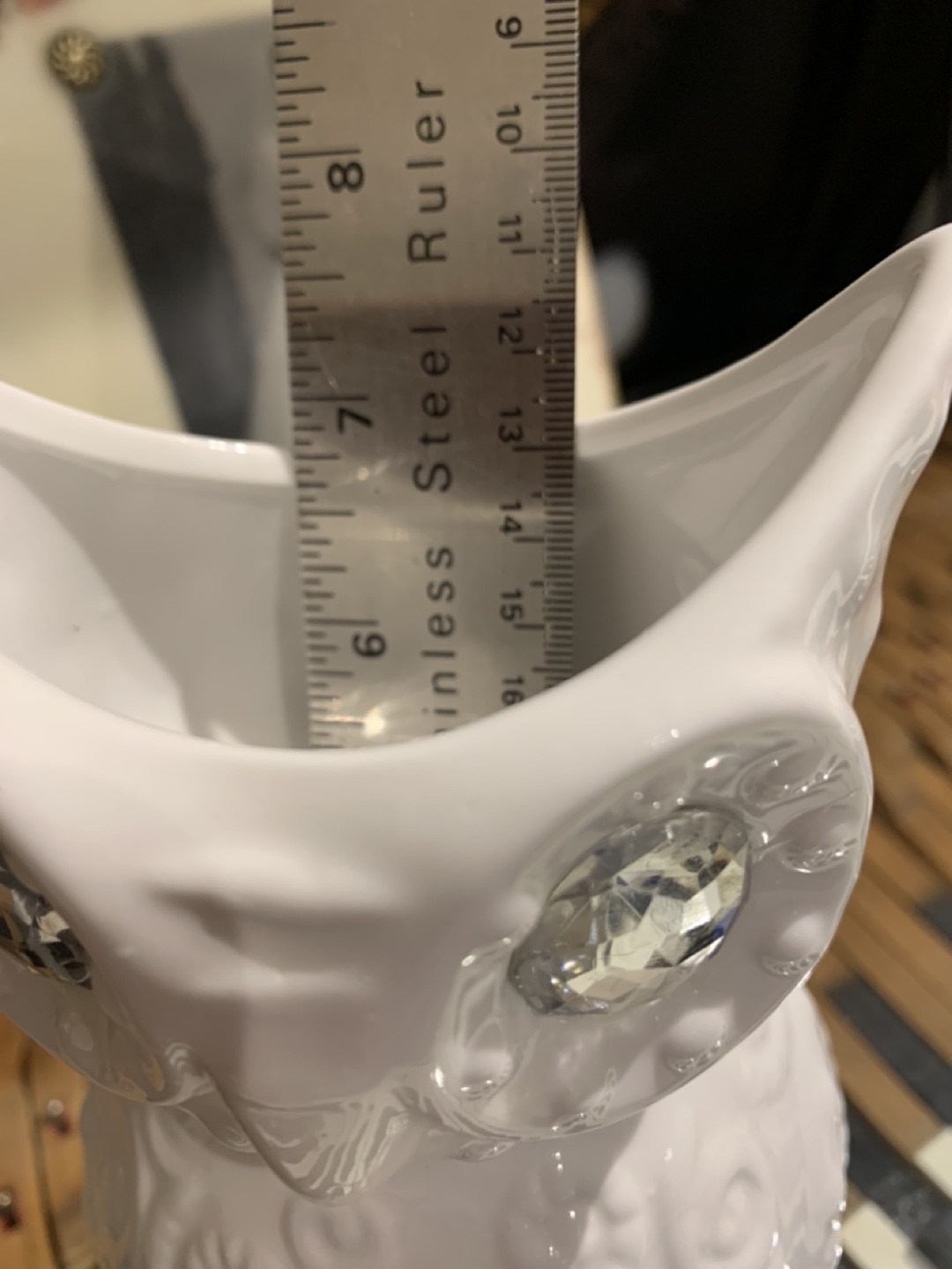 White Owl Ceramic Vase with Crystal Eyes - photo 5