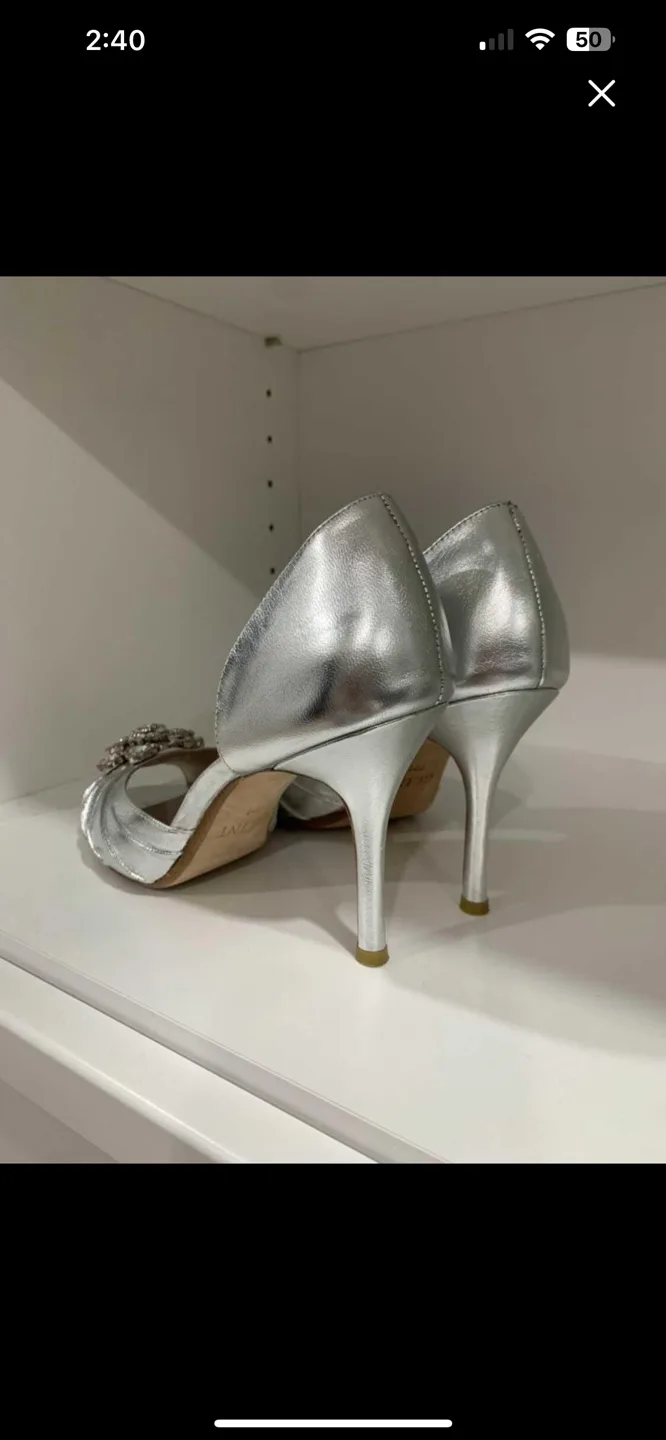 Silver Rhinestone Peep Toe Heels size 7 comes with box image indicator(2)