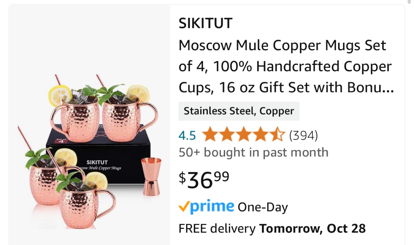 Moscow Mule Copper Mugs Set of 4
