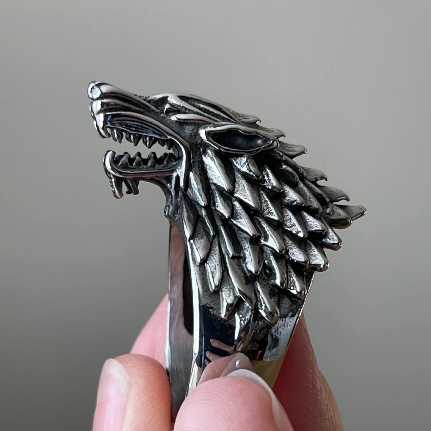 Inspired by Game of Throne’s Wolf Stainless ring (size 13) thumbnail