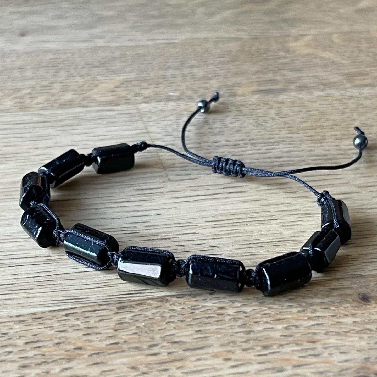Black Tourmaline braided adjustable bracelet thumbnail