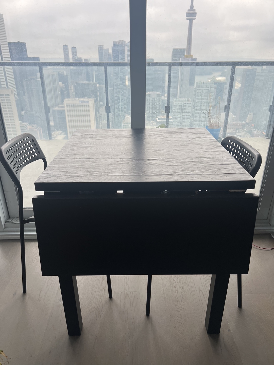 Black Drop Leaf Table and 2 Chairs