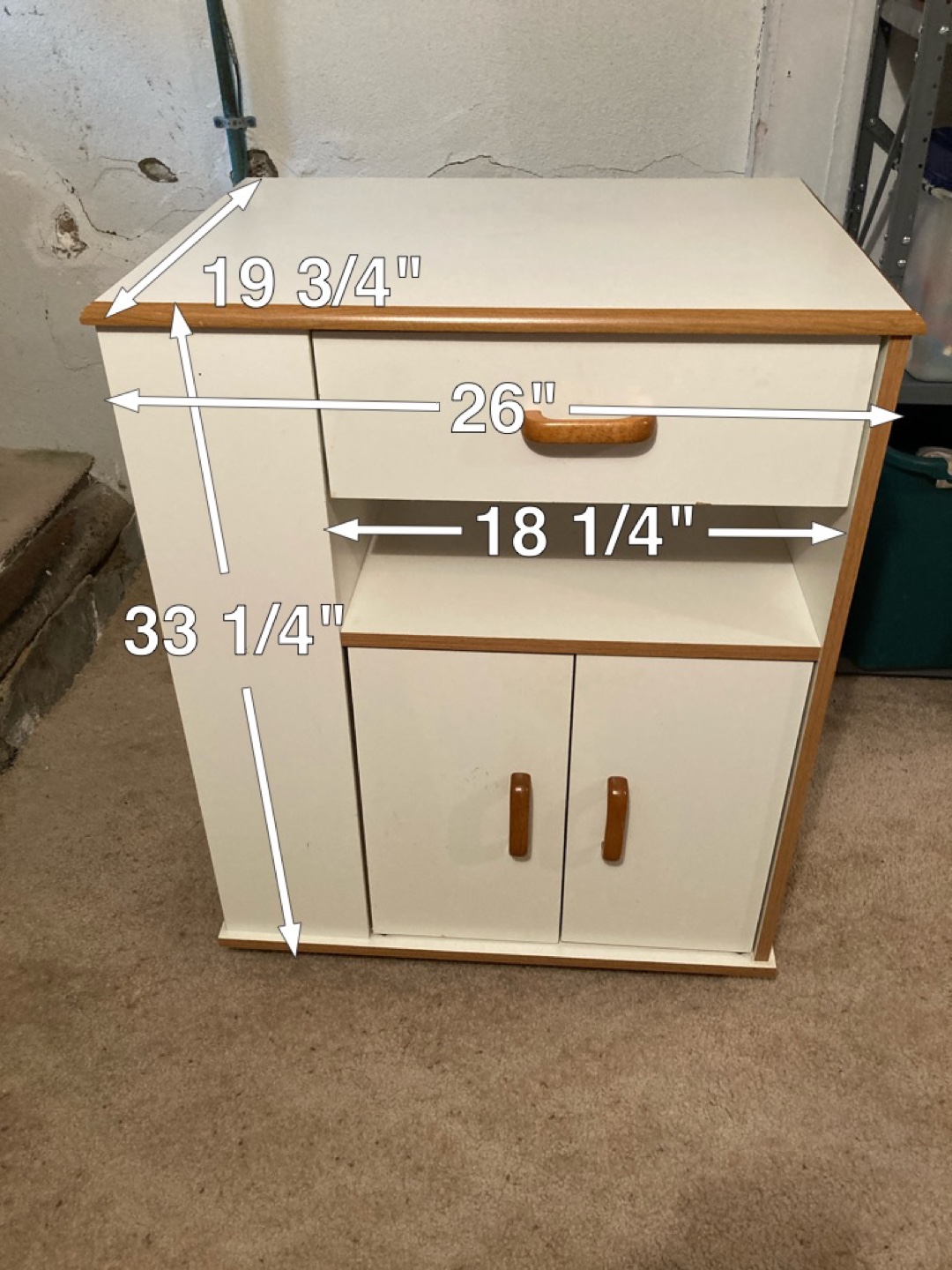 White Kitchen Cart with Drawers and Shelves