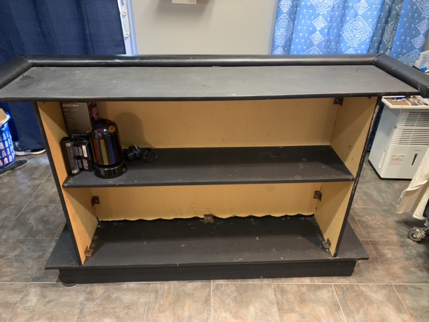 Black Faux Leather Bar Counter