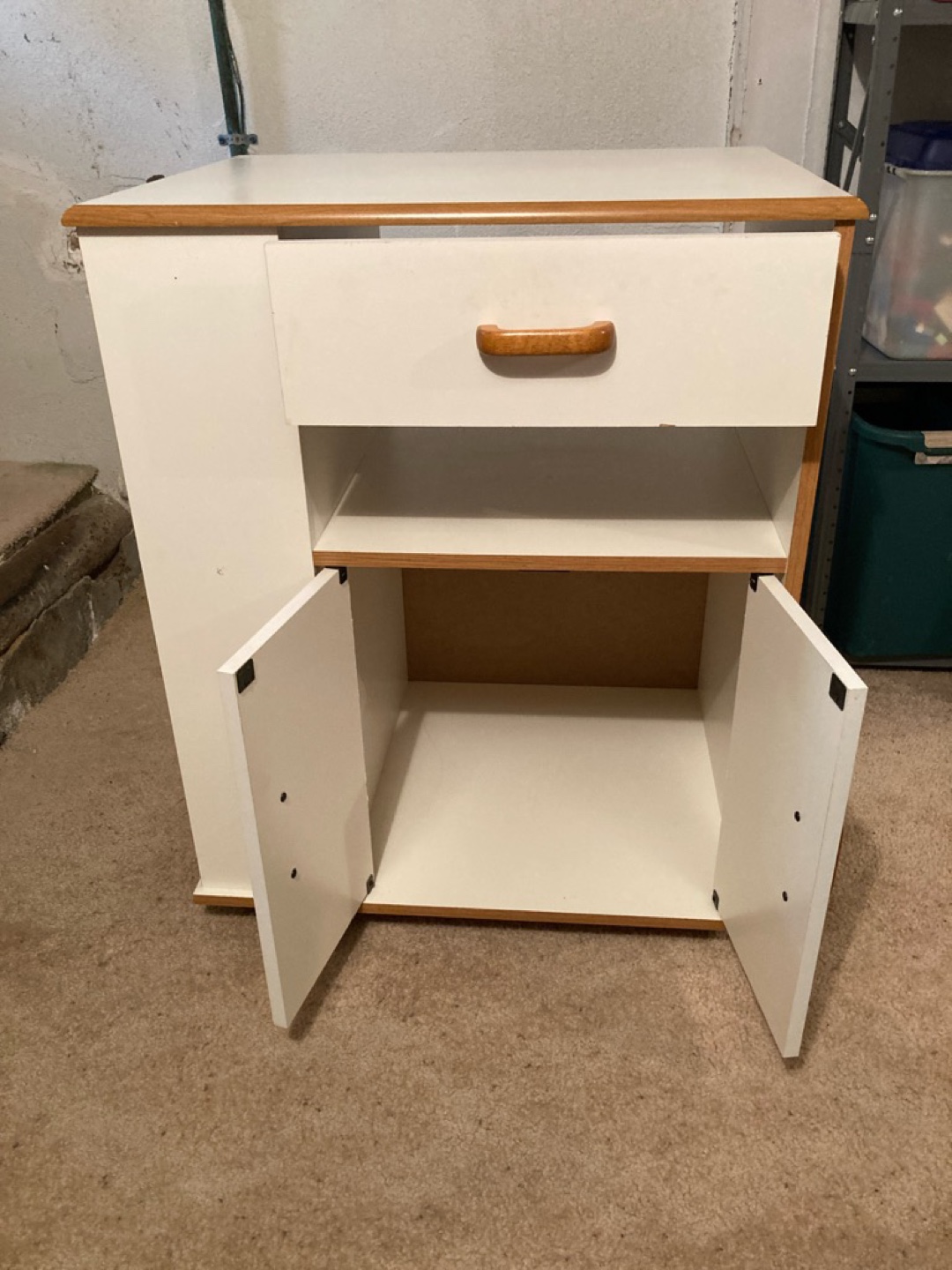 White Kitchen Cart with Drawers and Shelves - photo 2