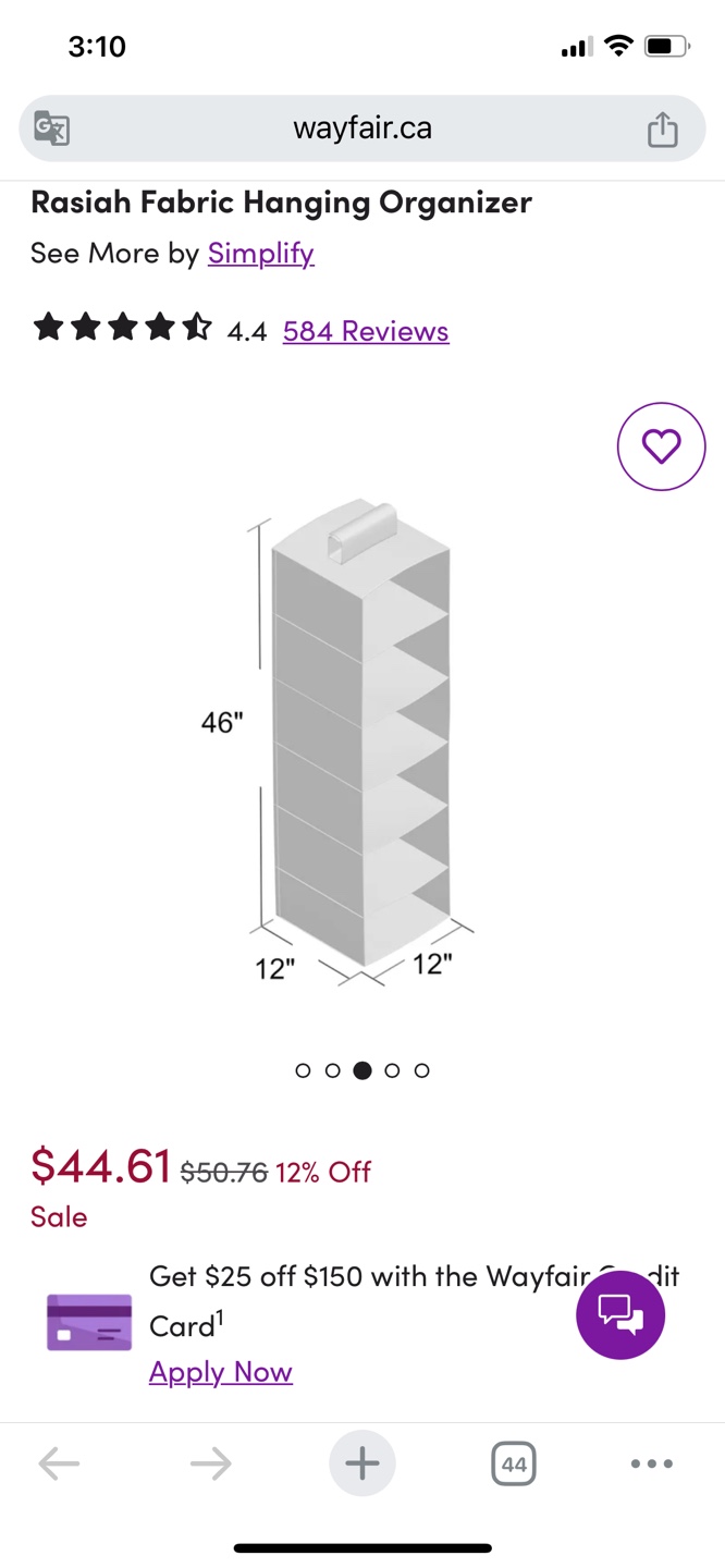 Wayfair Hanging Closet Organizer - photo 4