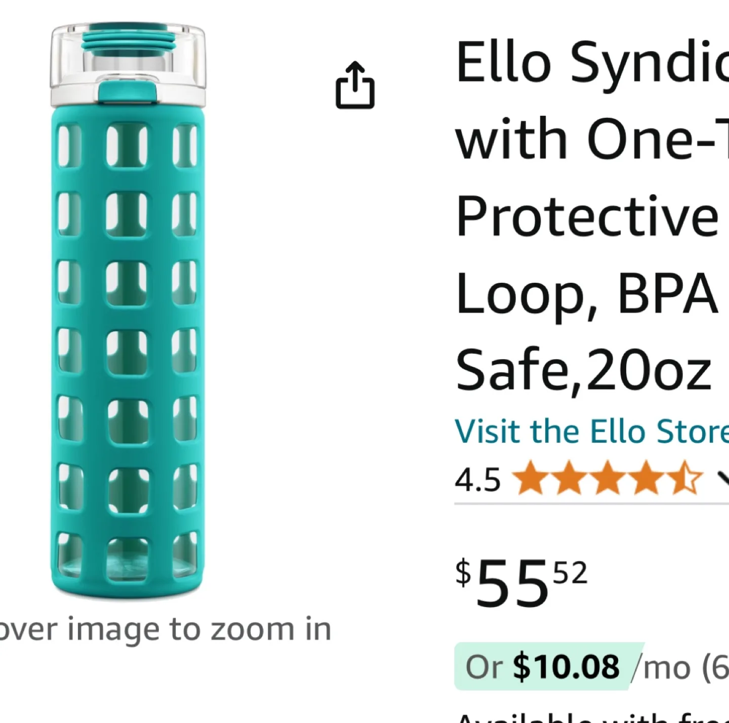 TWO Ello Glass Water Bottle with Protective Silicone Sleeve image indicator(4)