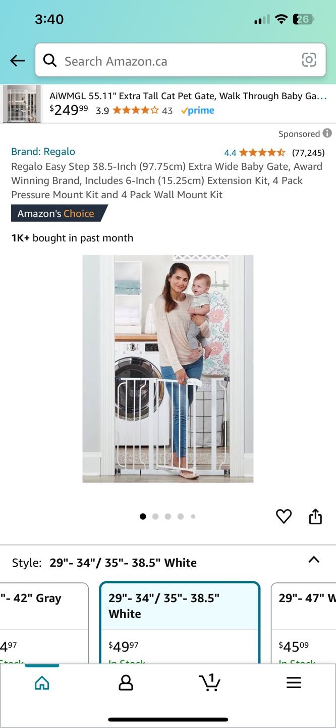 $20 Regalo Baby Gate, White, 29 - 34 inch or 35 - 38.5 inch - photo 2