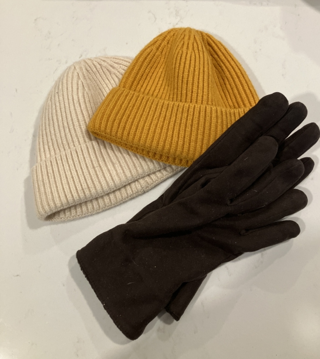 Two Beanies & Gloves