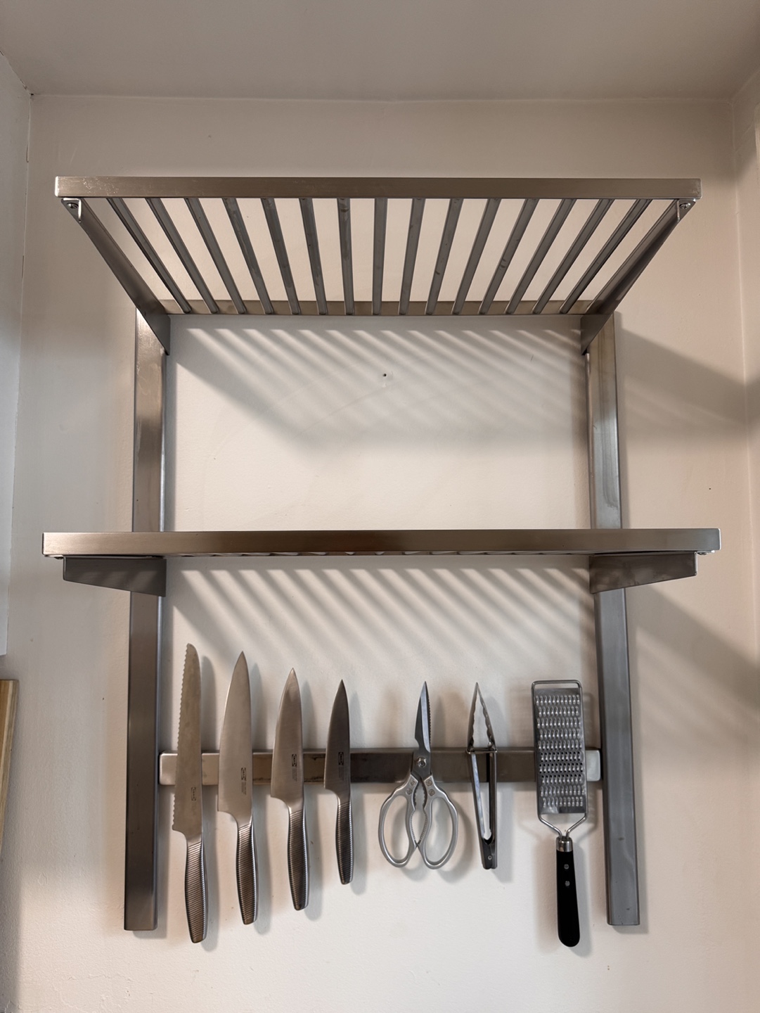Stainless Steel Wall Mounted Shelf with Magnetic Strip