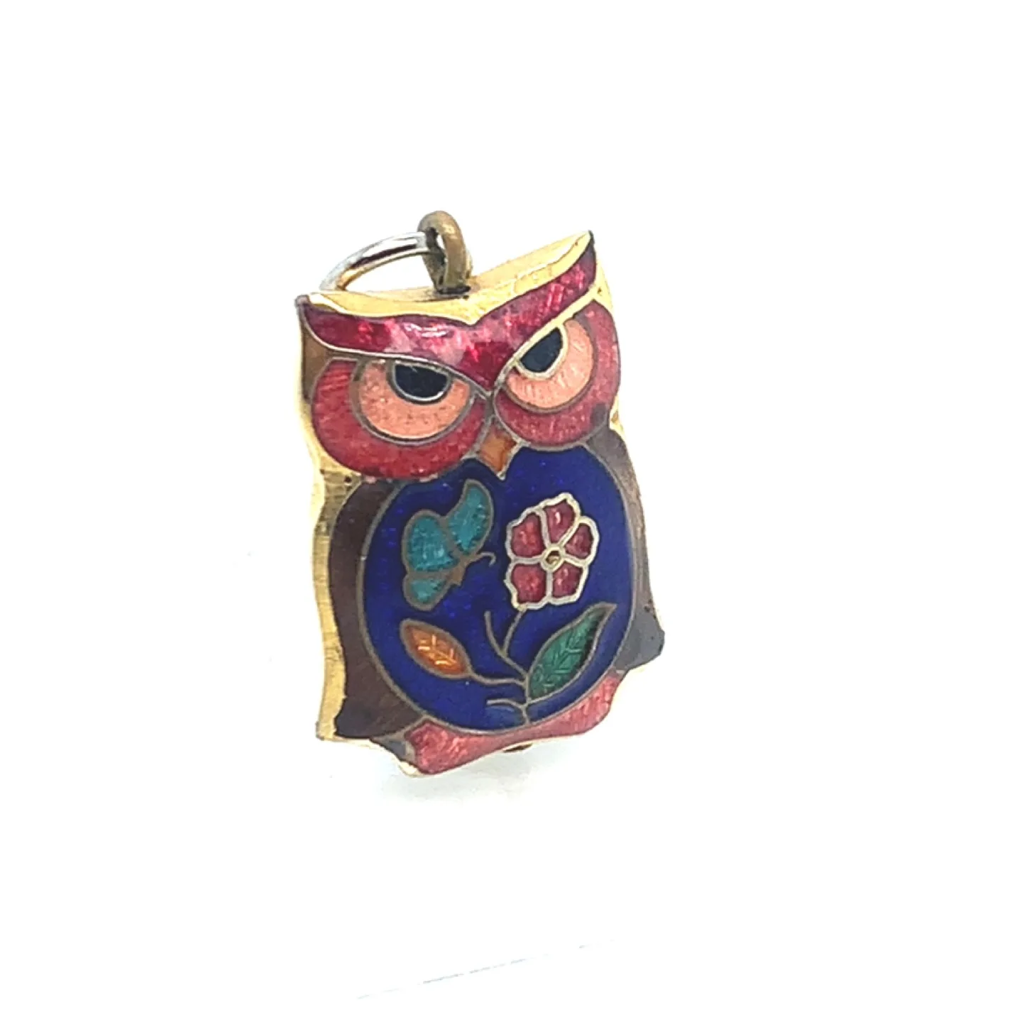 Cloisonné Vintage Enamel Owl Charm Pendant image indicator(2)