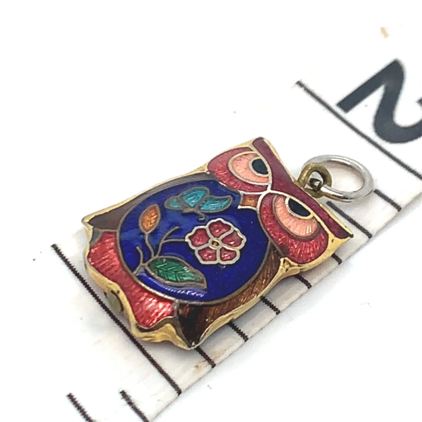 Cloisonné Vintage Enamel Owl Charm Pendant image indicator(7)