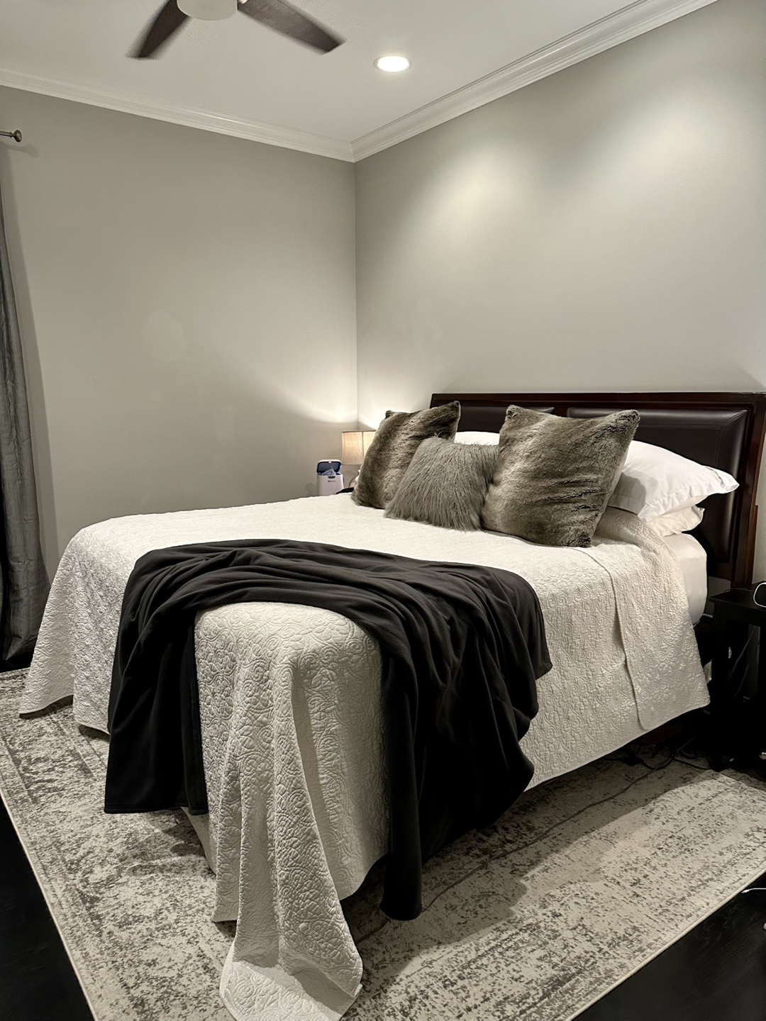 King Size Bed Frame w/Wood & Leather Headboard