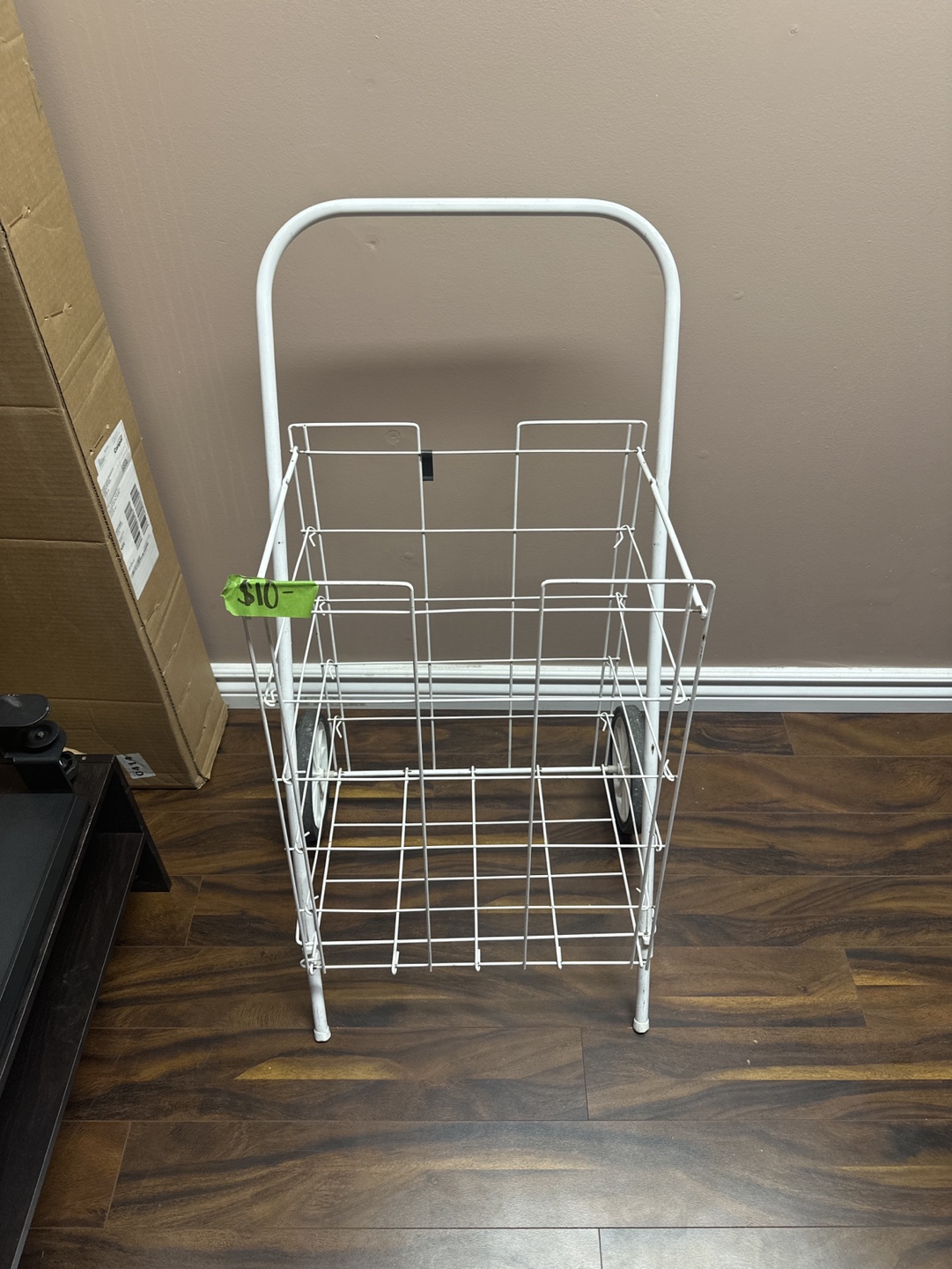 White Metal Rolling Cart