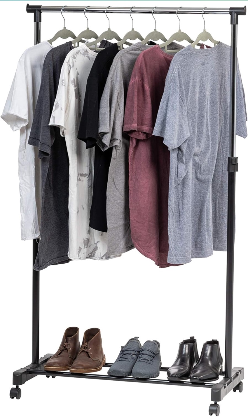 Rolling Clothes Rack with Shelf