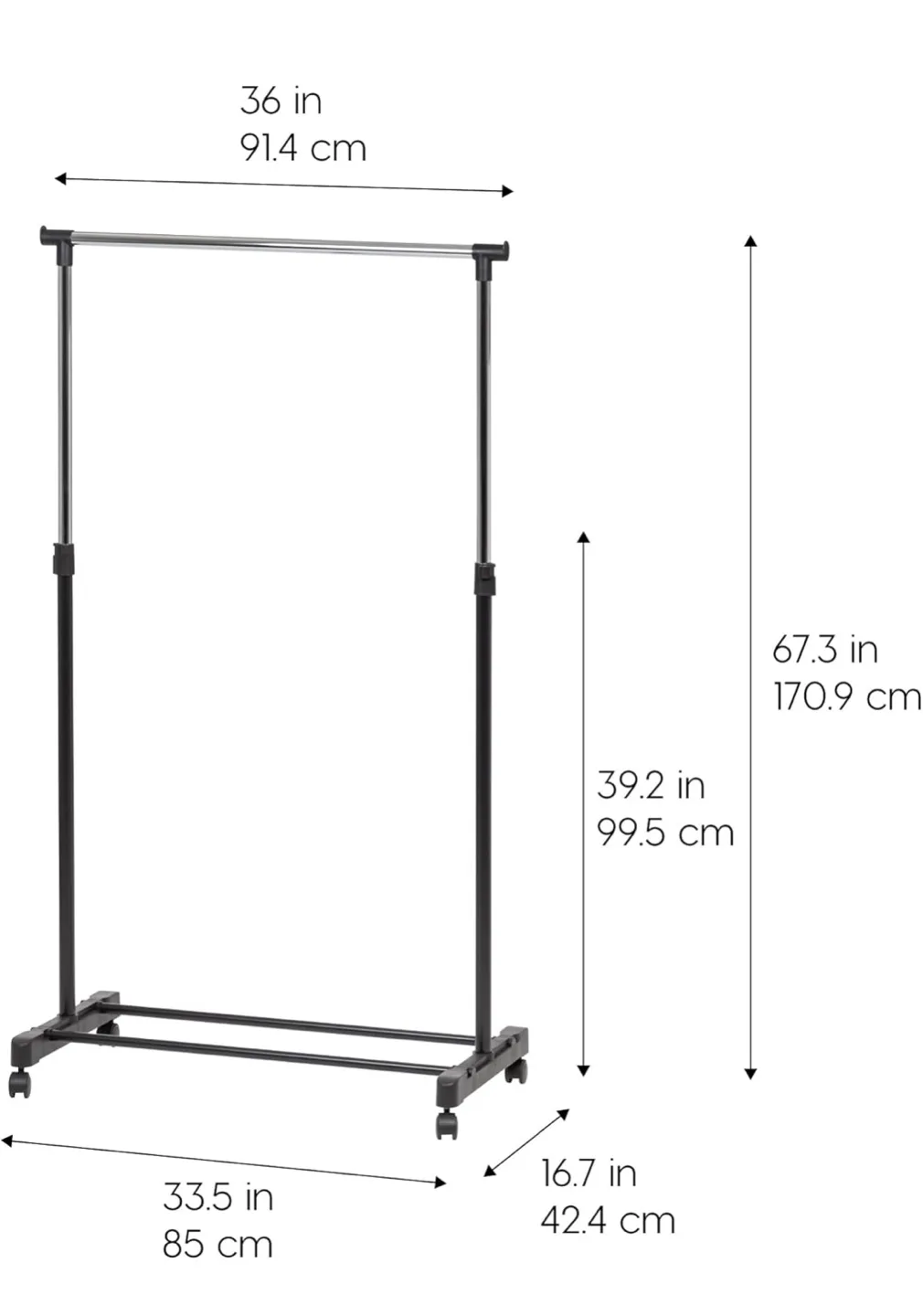 Rolling Clothes Rack with Shelf image indicator(6)