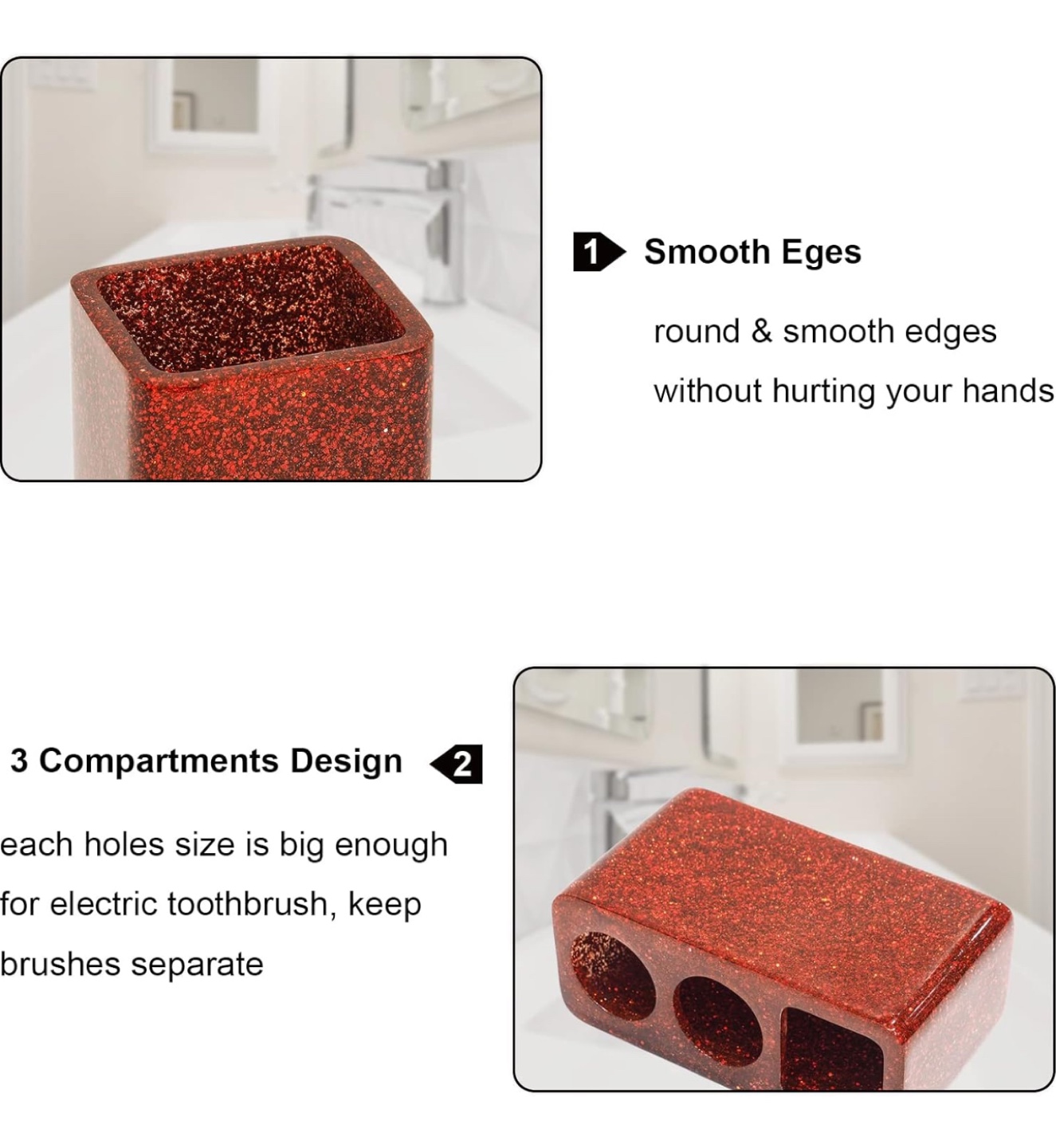 Red Glitter Bathroom Accessory Set of 5pcs - photo 3