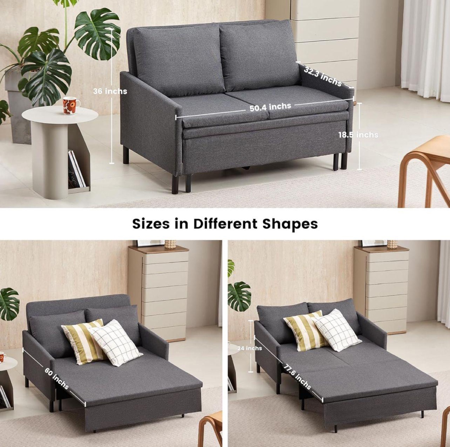 Grey Futon Sofa Bed - photo 3