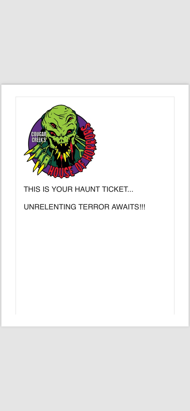 Any Day 2 Cougar Creek House of Horrors Tickets