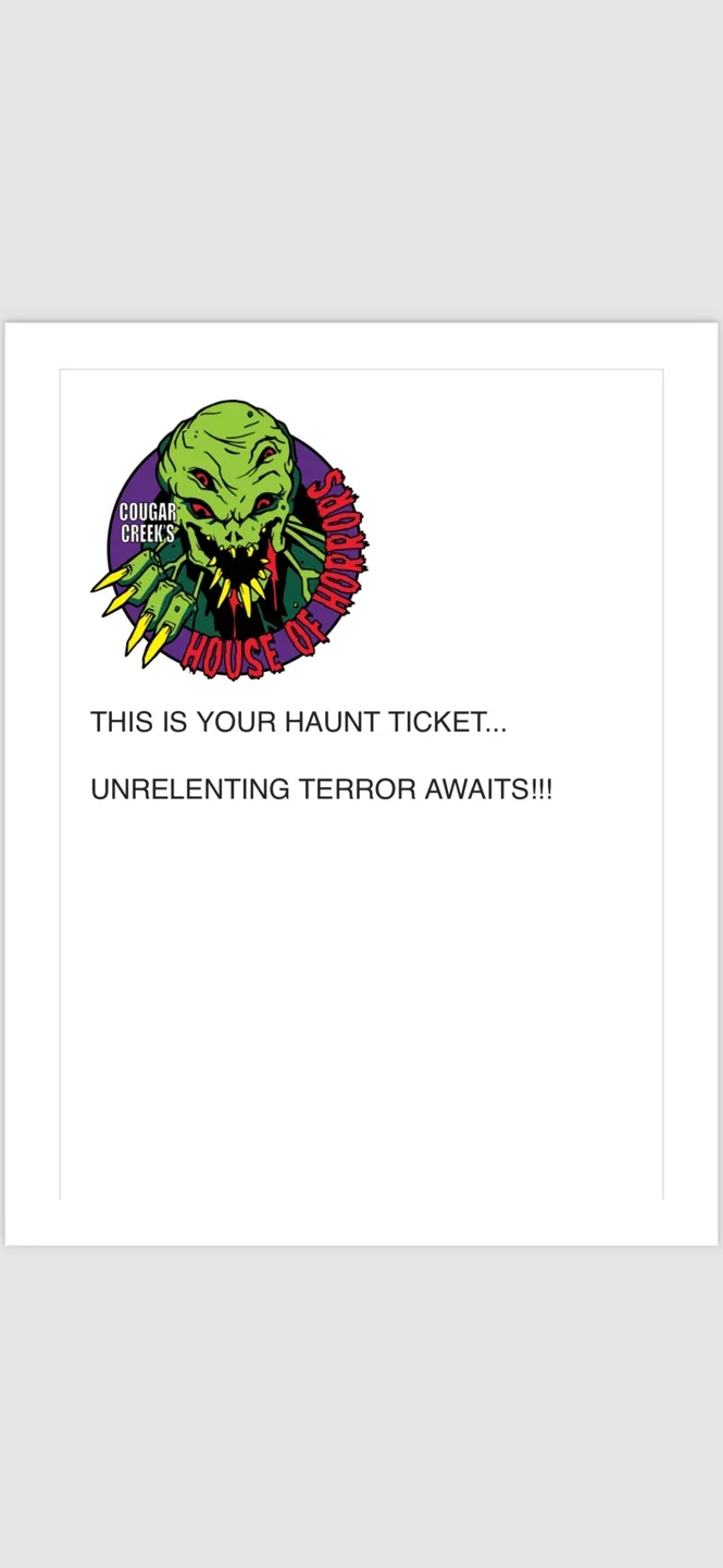Any Day 2 Cougar Creek House of Horrors Tickets thumbnail