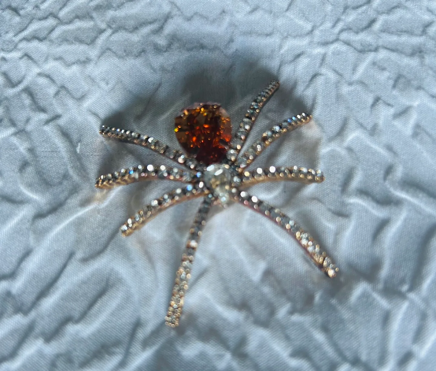 Gold Tone Rhinestone Spider Brooch image indicator(2)