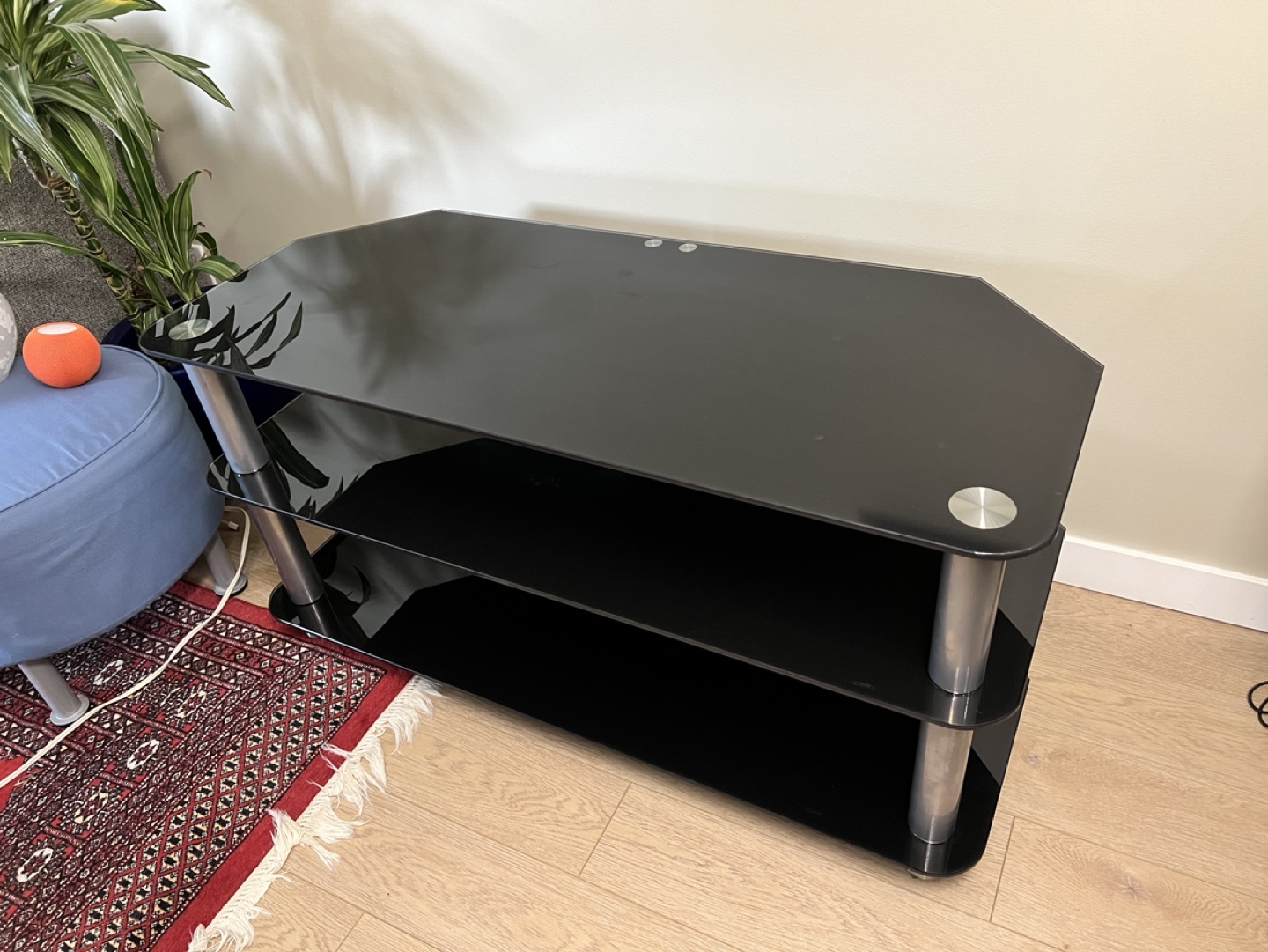 Black Glass TV Stand