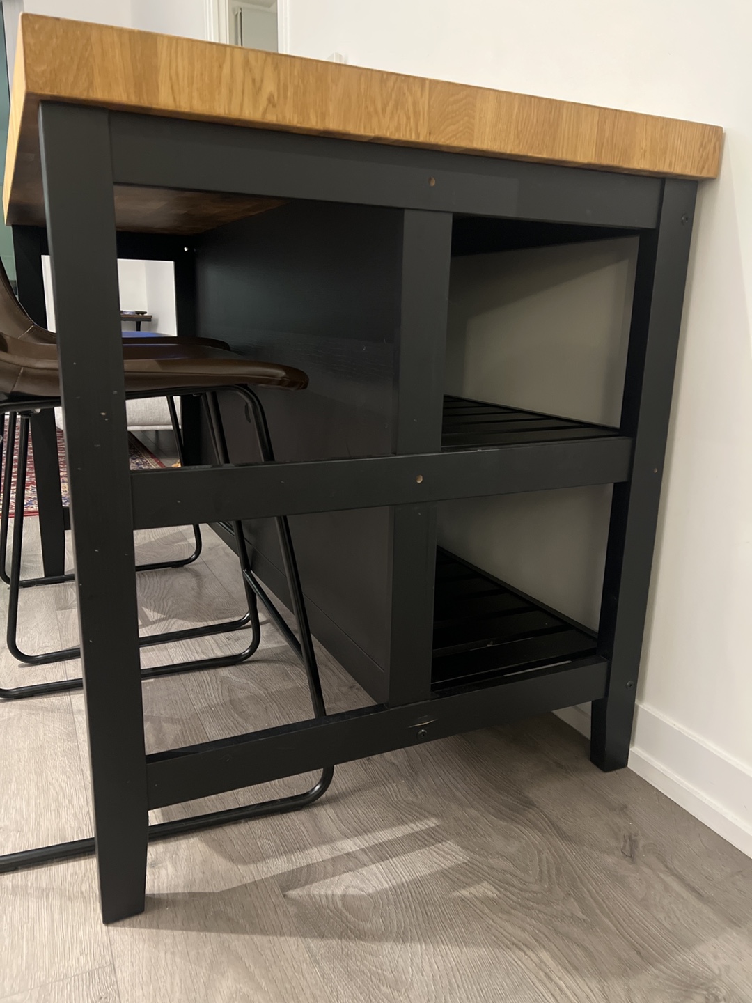 IKEA VADHOLMA Kitchen Island - Black/Oak *includes 2 chair* - photo 5