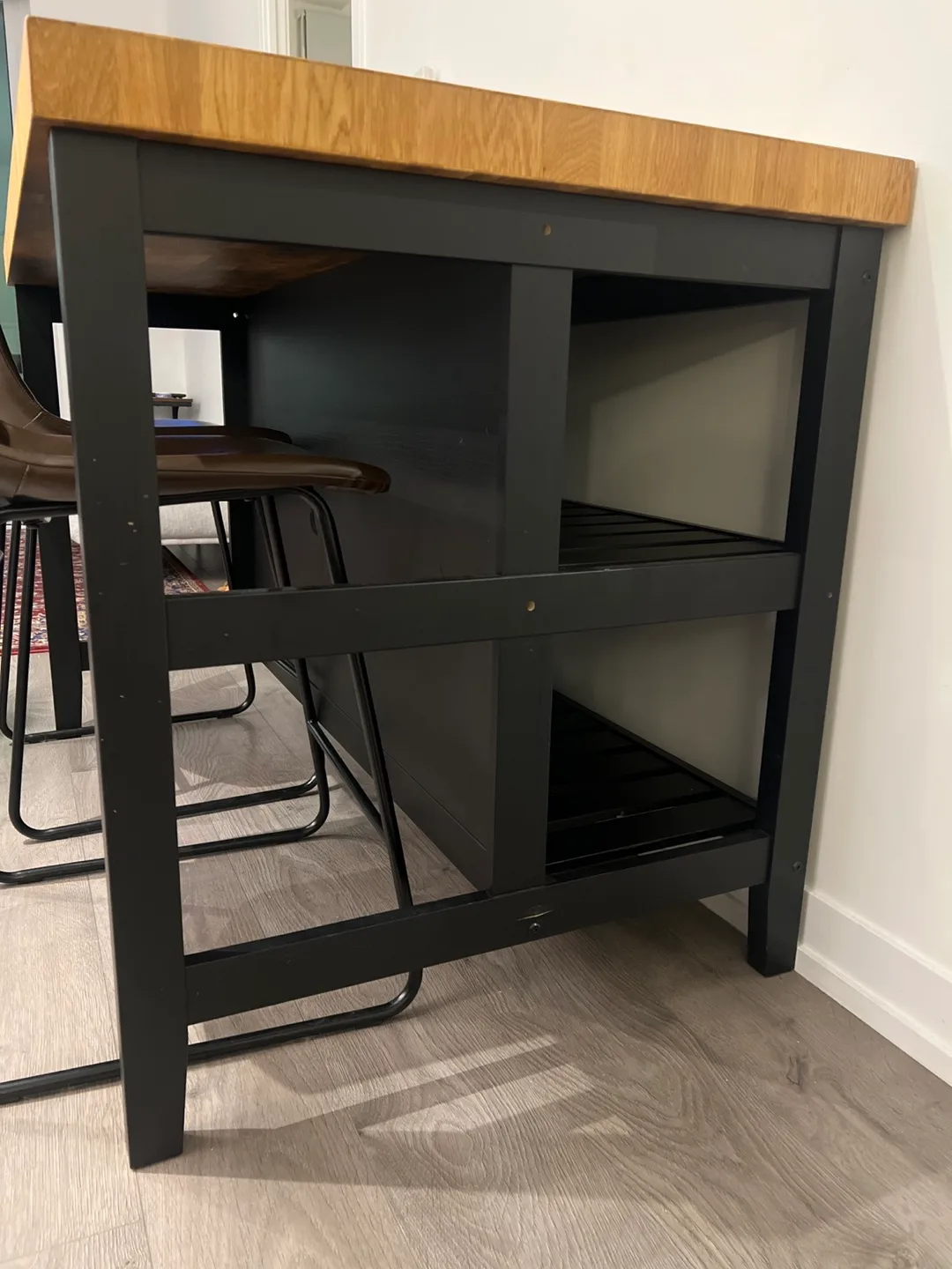 IKEA VADHOLMA Kitchen Island - Black/Oak *includes 2 chair* image indicator(5)