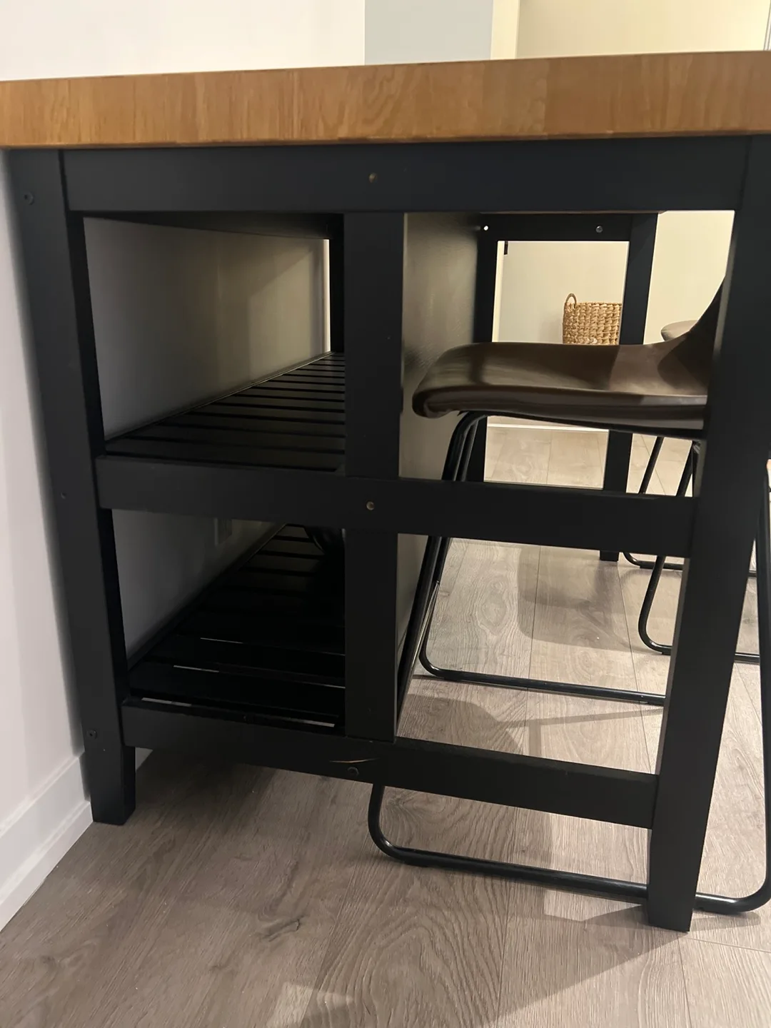 IKEA VADHOLMA Kitchen Island - Black/Oak *includes 2 chair* image indicator(4)