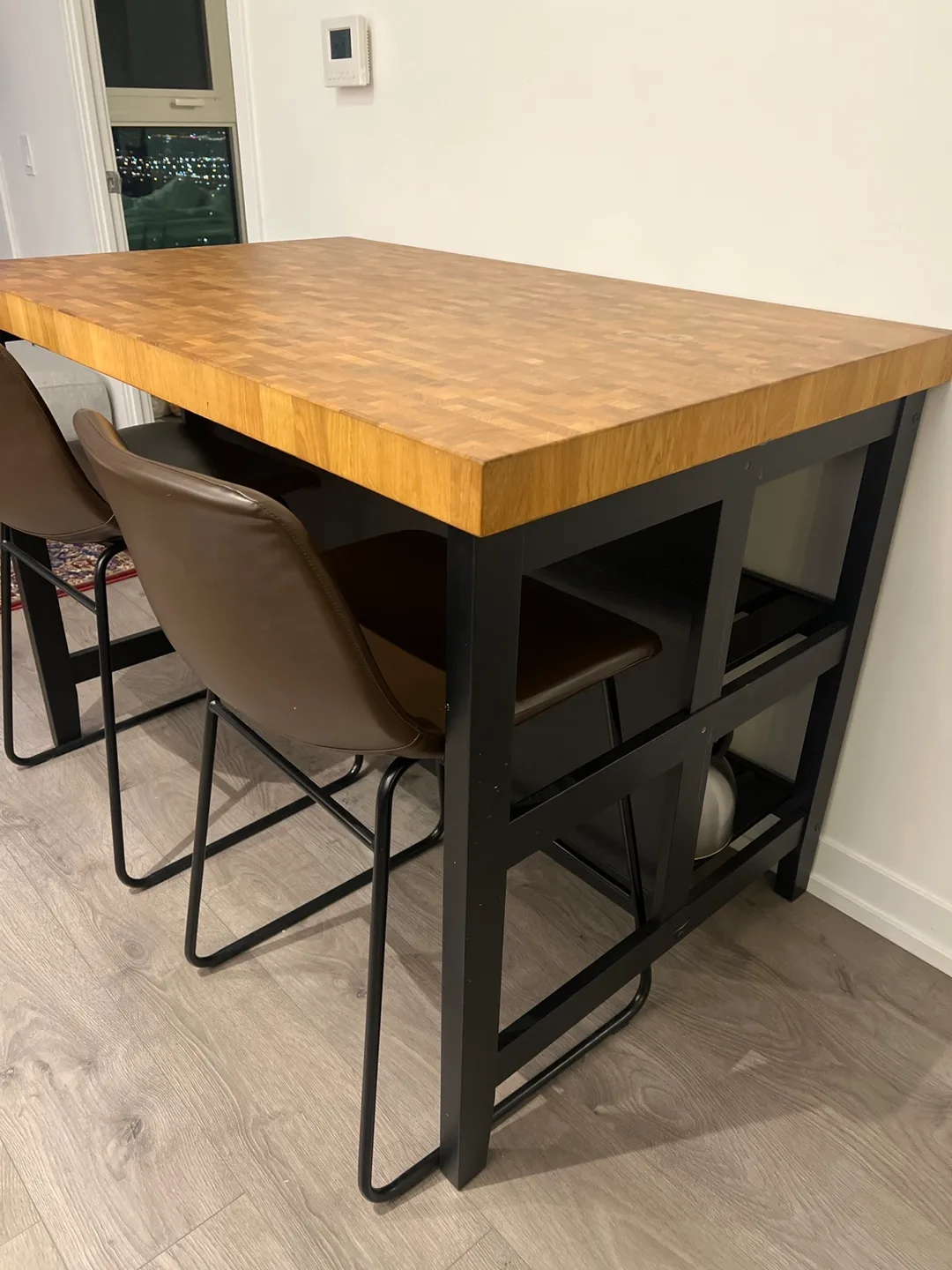 IKEA VADHOLMA Kitchen Island - Black/Oak *includes 2 chair* thumbnail