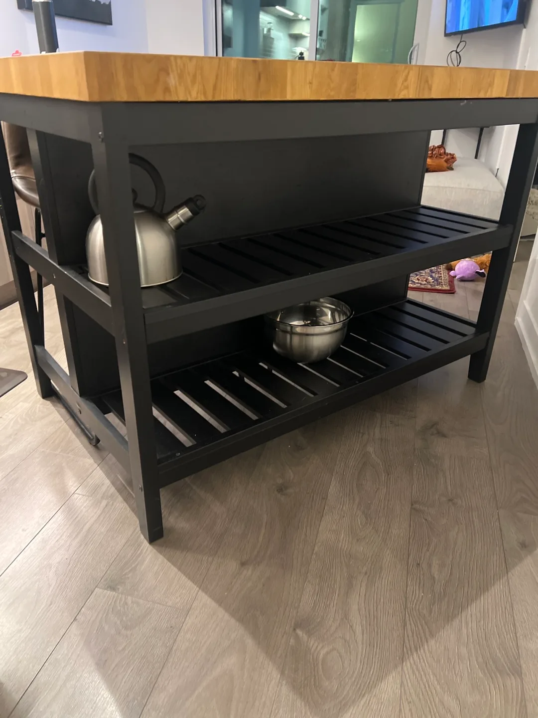 IKEA VADHOLMA Kitchen Island - Black/Oak *includes 2 chair* image indicator(6)