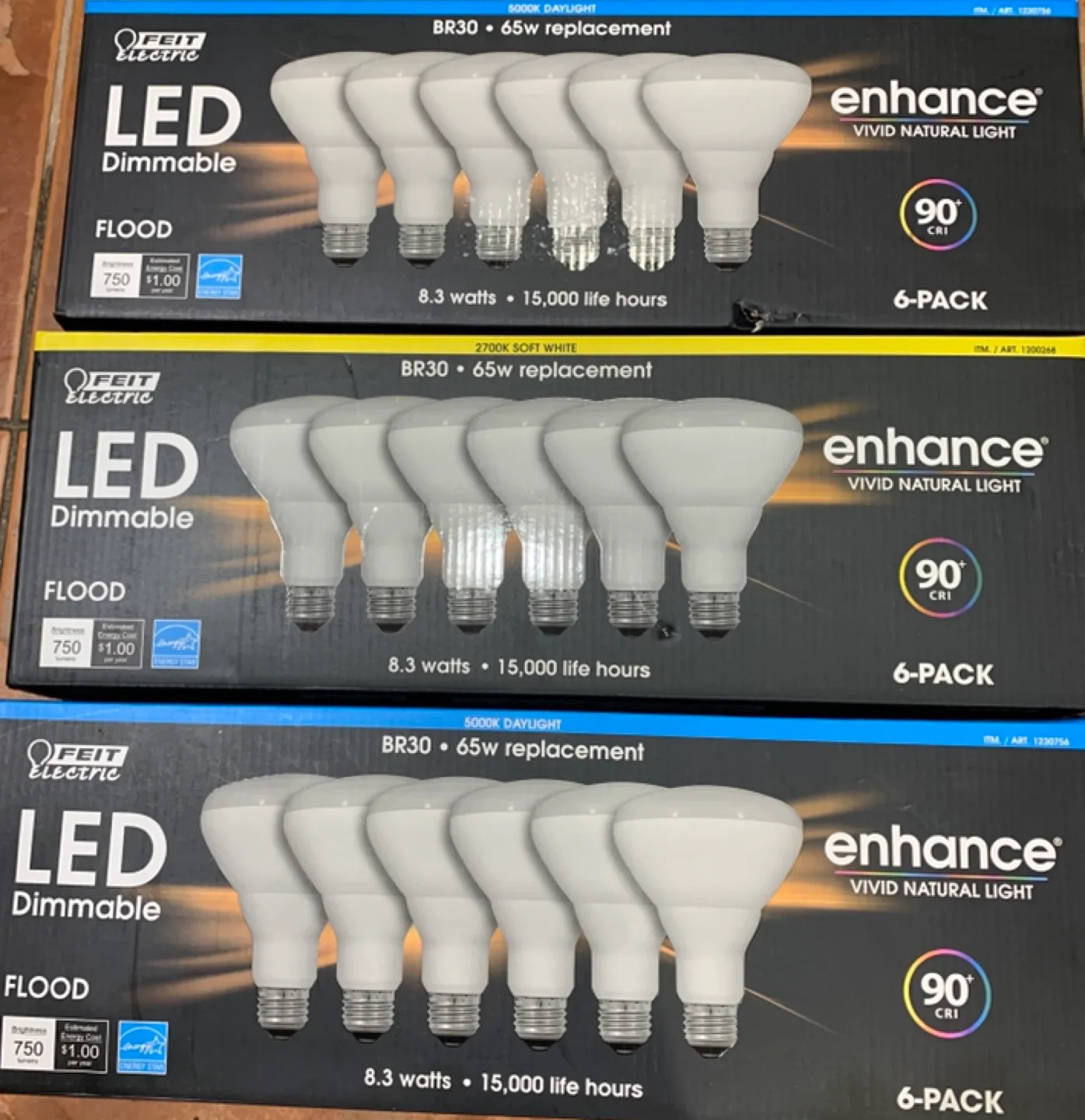 3 Boxes of 6 Light Bulbs Each image indicator(3)