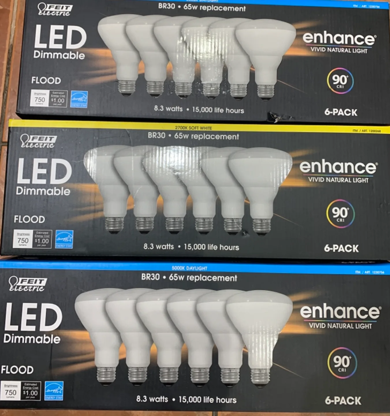 3 Boxes of 6 Light Bulbs Each image indicator(2)