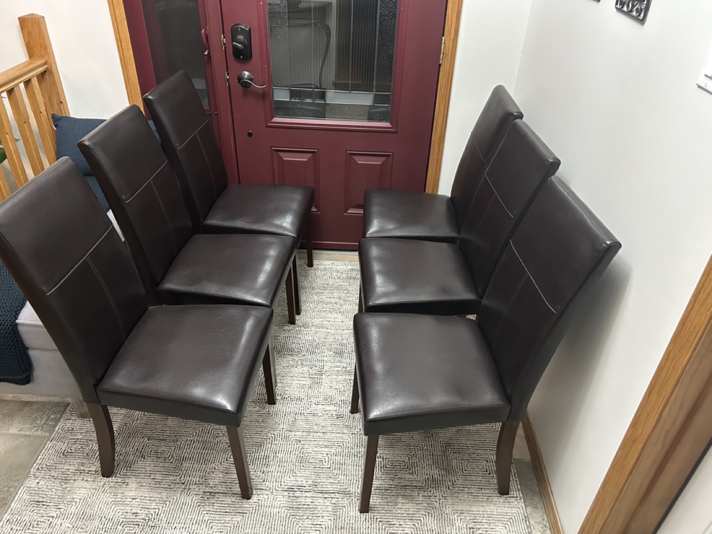 Set of 6 Brown Faux Leather Dining Chairs