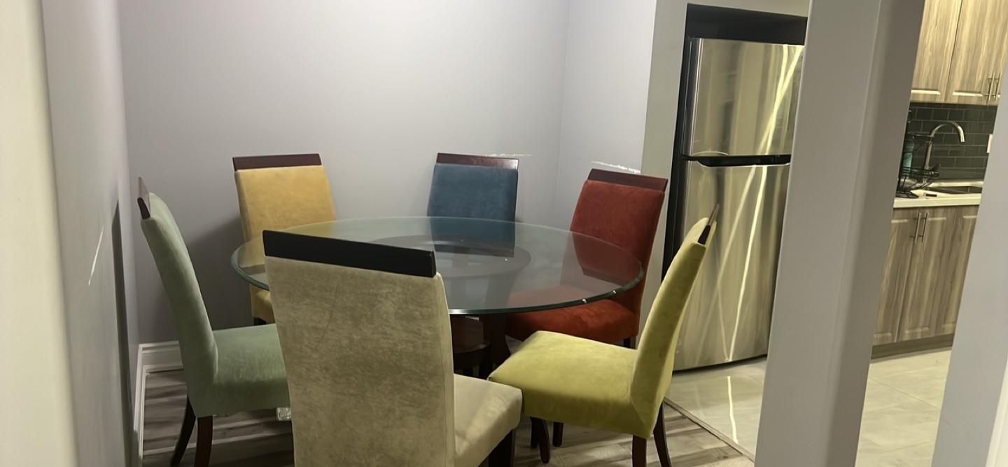 Glass dining table and 6 chairs
