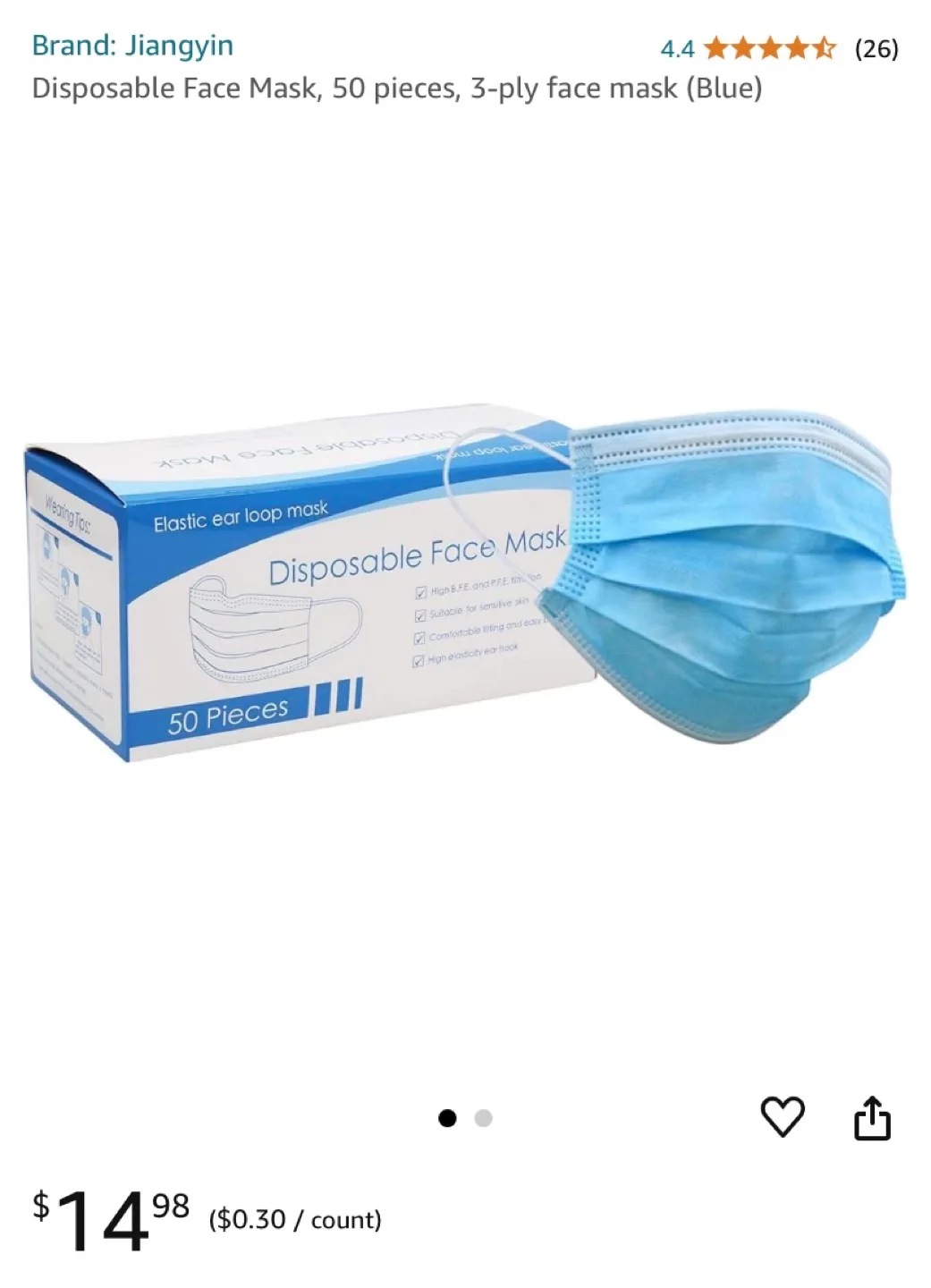 MedSup Canada Disposable Face Masks (Black, 50 pack) image indicator(3)