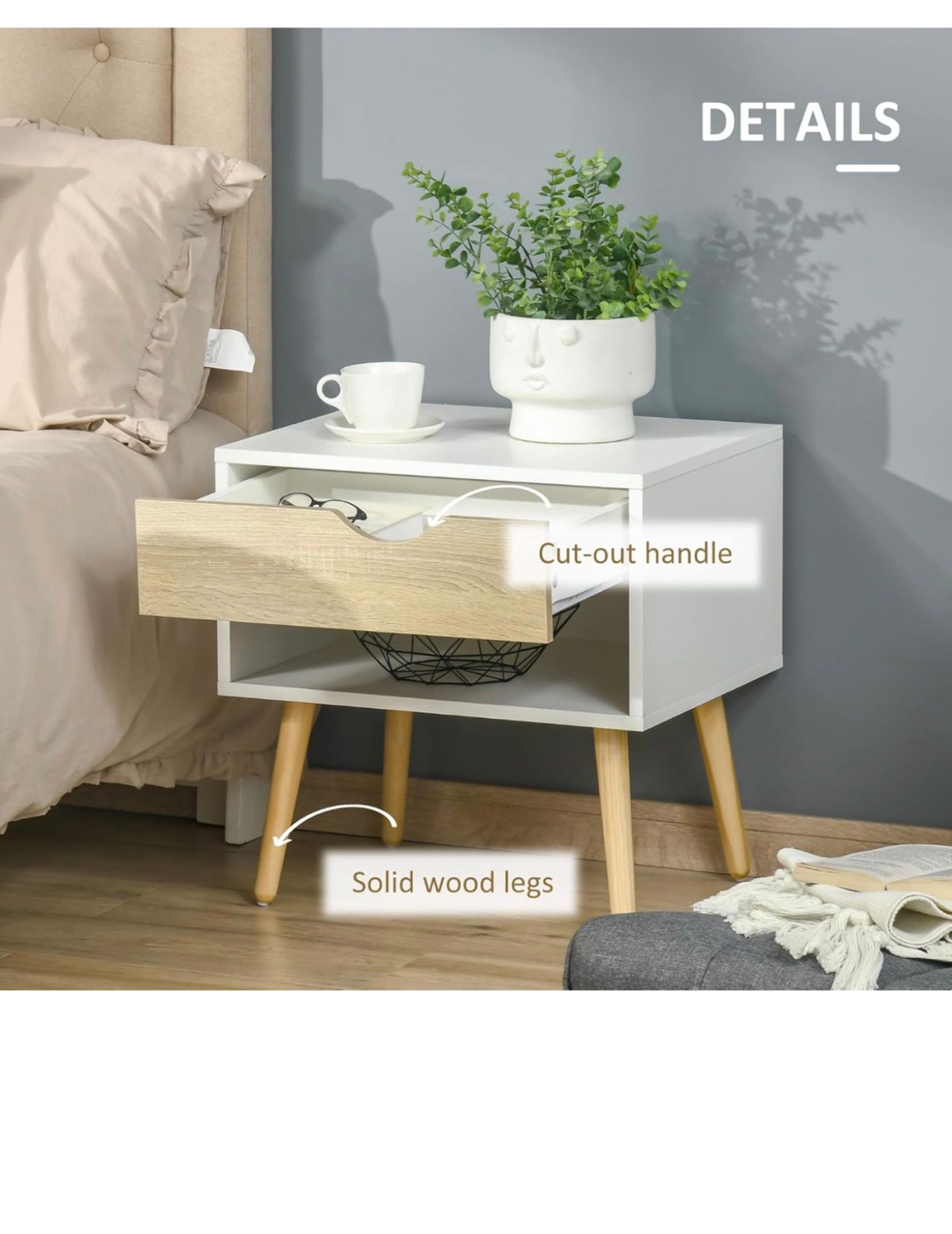 Set of 2 Nightstands with Drawers - photo 5